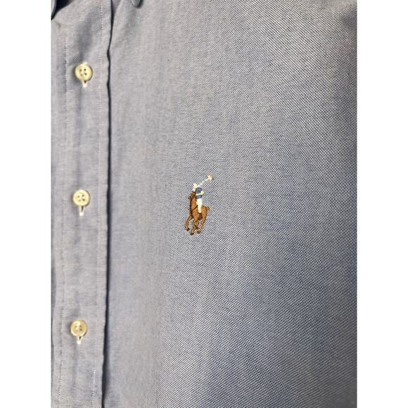 2000s Ralph Lauren Yarmouth Chambray Blue Old Money Capsule Button Up Shirt L - Picture 3 of 4